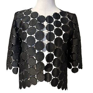 Anthropologie Iren Klairie Black Lace Jacket Top 36 US 4 Cut Out Circles NWT